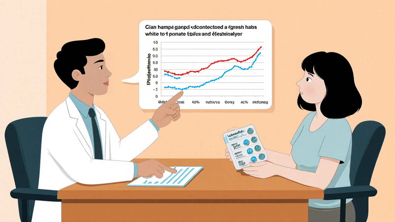 Doctor and patient discussing levothyroxine dose increase and contraceptive choices.