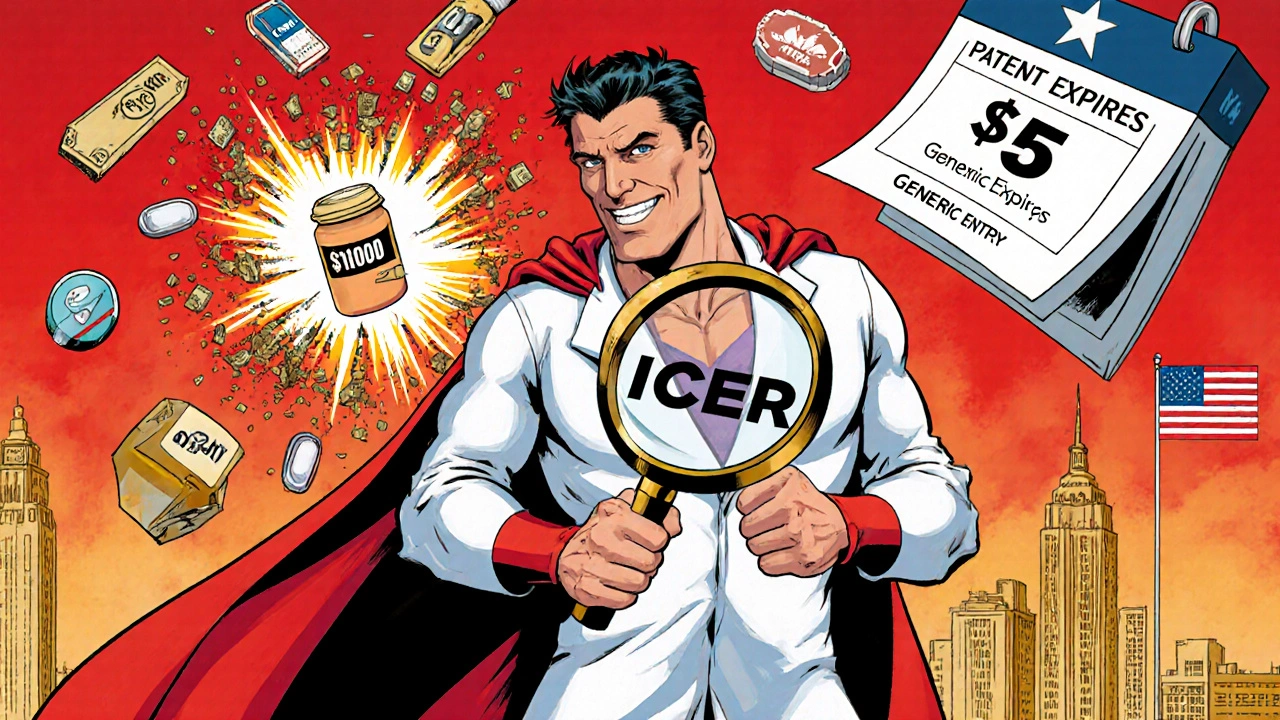 Therapeutic substitution hero defeats expensive generic with cheap alternative using cost-effectiveness magnifying glass.