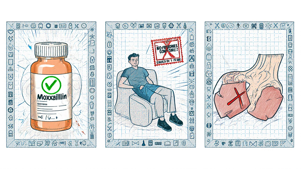 Three-panel comparison showing safe antibiotic alternatives versus dangerous fluoroquinolones.