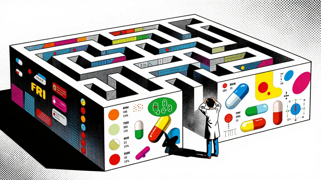 Student stands confused in maze of medical pricing symbols